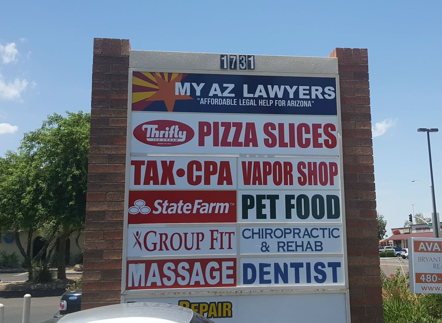 Mesa office sign on road to get to office